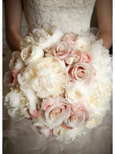 romantic blush champagne and ivory bridal bouquet