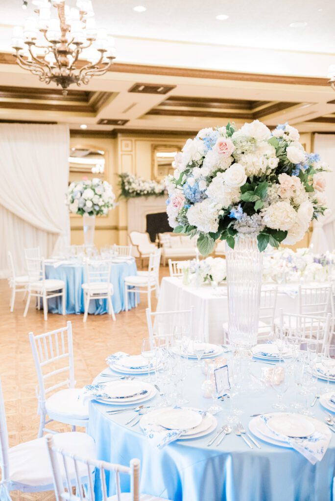 Tall wedding flower centerpiece at Kenwood Country Club in Cincinnati Ohio 